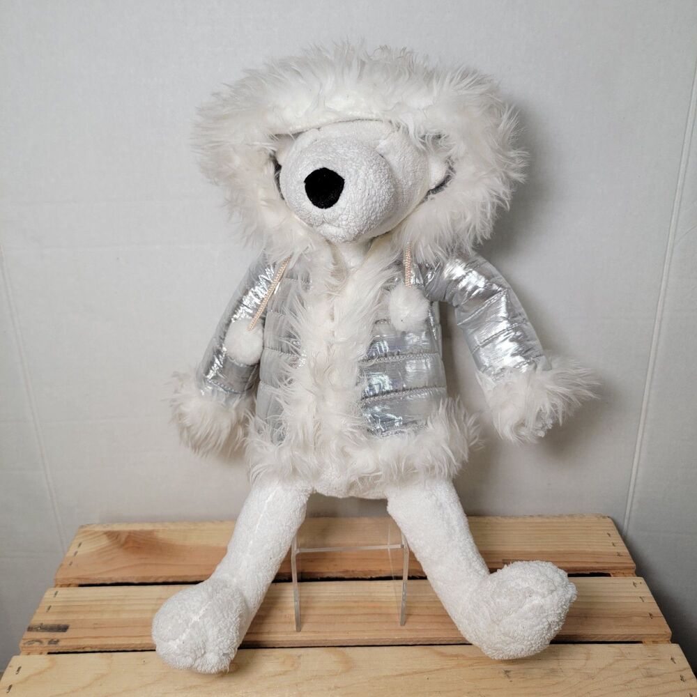 Bath & Body Works White Polar Bear "Igloo" w/ Silver Hooded Jacket